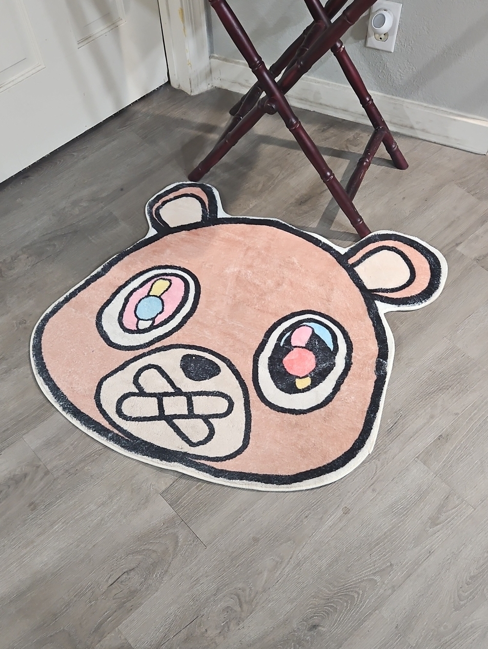 Pink Bear Face Rug - Soft Accent